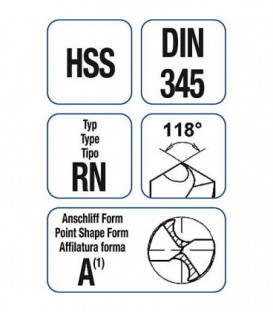 HSS Foret helicoidale court DIN 345 RN 23,5 avec cone Morse 1 piece (emballage)