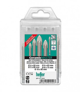 Kit Forets verre et carrelage HELLER QUICKBIT CERAMICMASTER 5 pieces, diam. 4,5,6,8,10mm