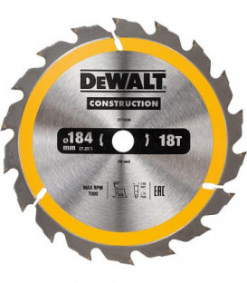 Lame de scie circulaire DeWALT construction D : 184x16x2,6mm avec 18 dents