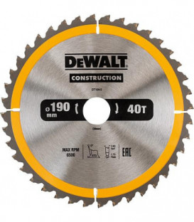 Lame de scie circulaire diam. 190 x 30 mm + 40 dents alternés convient pour DeWalt DWE575K