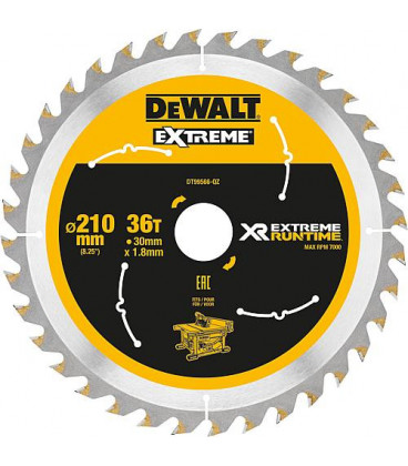 Lame de scie circulaire DeWalt, DT99566 XR Extreme Runtime 36Z 210/30 mm