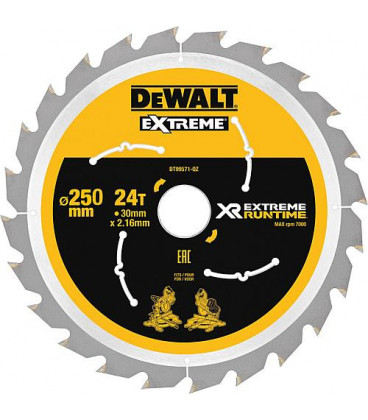 Lame de scie circulaire DeWalt, DT99571 XR Extreme Runtime 24Z 250/30mm