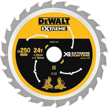 Lame de scie circulaire DeWalt, DT99571 XR Extreme Runtime 24Z 250/30mm