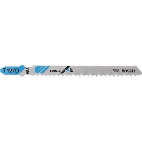 Lames de scie sauteuse BOSCH T127T, L : 100mm, 5 pieces pour coupe droit de l'aluminium