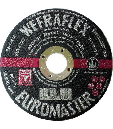 Disque de tronconnage Euromaster contrecoude pour metal 125 x 3 x 22 mm