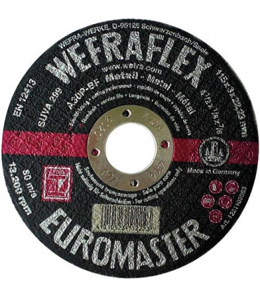 Disque de tronconnage Euromaster contrecoude pour metal 115 x 3 x 22 mm