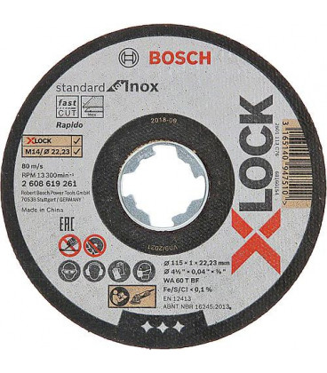 Disque a tronconner BOSCH® pr inox ac X-Lock insert diam. 115 x 1,0 mm 10 pc.