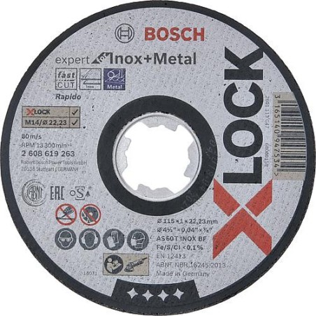 Disque a tronconner BOSCH® pr acier et inox ac insert X - Lock diam. 115 x 1,0 mm