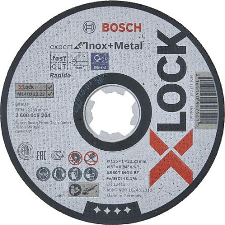 Disque a tronconner BOSCH® pr acier et inox ac insert X - Lock diam. 125 x 1,0 mm