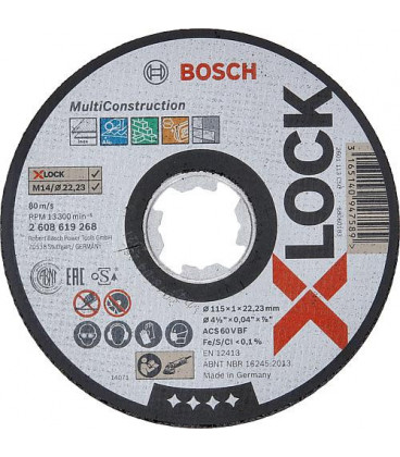 Disque a tronconner BOSCH® pr differents materiaux ac insert X - Lock diam. 125 x 1,6 mm