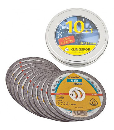 Disque de tronconnage Klinspor A60 extra, 125x1 mm, Paquet 11 pces en boîte