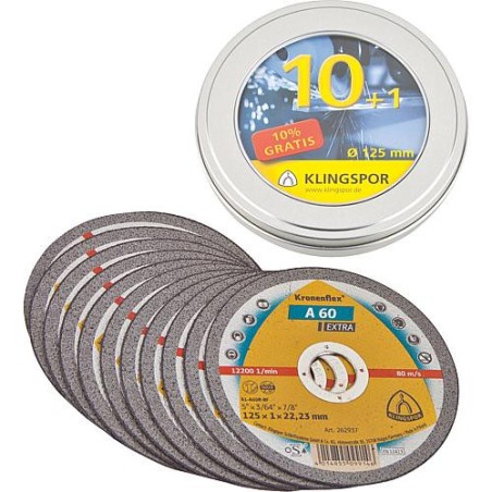 Disque de tronconnage Klinspor A60 extra, 125x1 mm, Paquet 11 pces en boîte