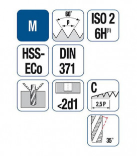 HSS Taraud machine a rainure helicoidale M4 DIN 371