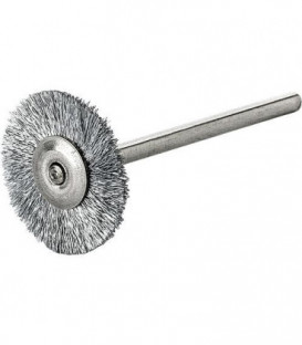 Brosse ronde fil metallique ondule 0,10mm diam. 22mm avec tige 3mm