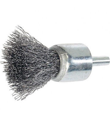 Brosse pinceau diam. 17mm avec tige 6mm, fil d'acier inox 0,3mm