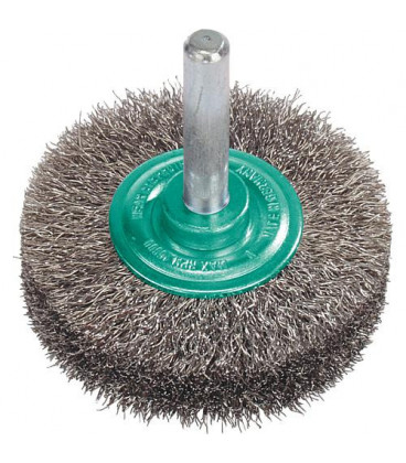 Brosse ronde diam. 80mm Tige 6 mm, fil d'acier inox 0,3mm