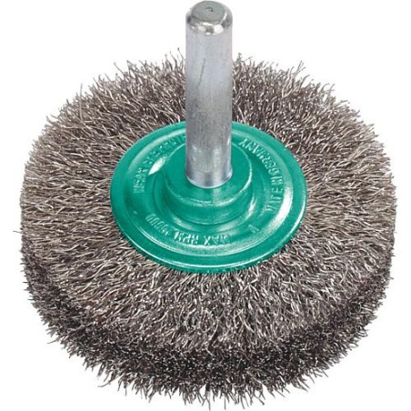 Brosse ronde diam. 80mm Tige 6 mm, fil d'acier inox 0,3mm