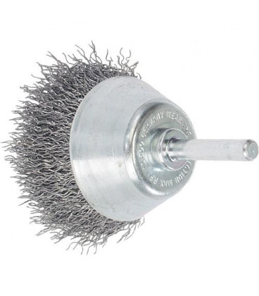 Brosse plate Fil d'acier ondule 0,30 mm 50 mm, Tige 6,0 mm