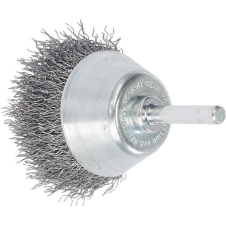 Brosse plate Fil d'acier ondule 0,30 mm 50 mm, Tige 6,0 mm