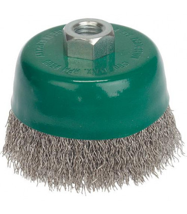 Brosse Fil en inox ondule 0,30 mm 80 mm x M 14 x 2,0