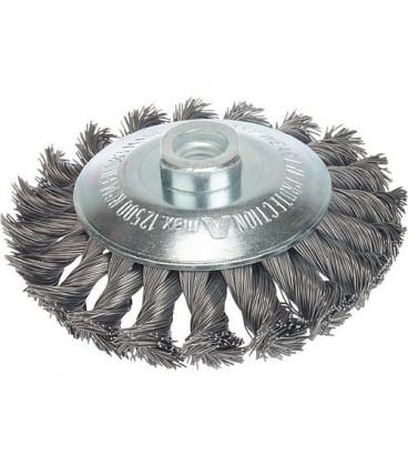 Brosse conique tressee Fil d'acier 0,50 mm 100 mm x M 14 x 2,0