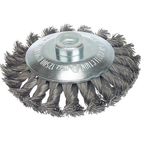 Brosse conique tressee Fil d'acier 0,50 mm 100 mm x M 14 x 2,0