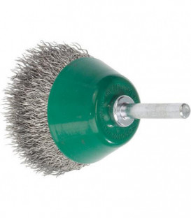 Brosse de surface diam. 70 mm avec tige 6mm, fil d'acier inox 0,3mm