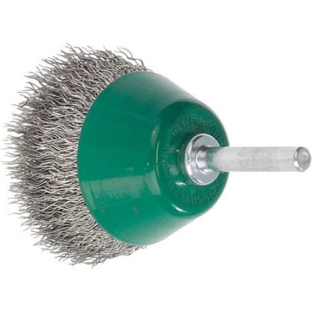 Brosse de surface diam. 70 mm avec tige 6mm, fil d'acier inox 0,3mm