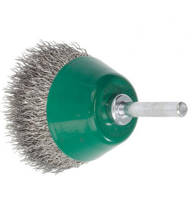 Brosse plate Fil en inox ondule 0,30 mm 50 mm, Tige 6,0 mm