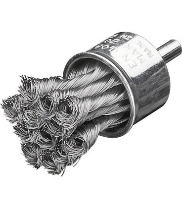 Brosse pinceau fil metallique 0,35mm diam. 29mm avec tige 6mm