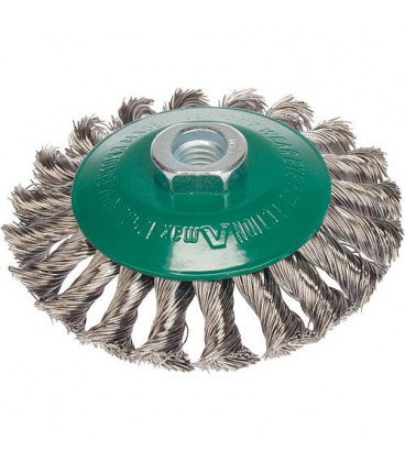 Brosse torsadée diam. 115x12mm fil acier inoxydable 0,5mm filetage M14