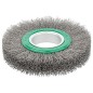 Brosse ronde fil inox ondule 0,30mm diam 150mm diam. trou 50mm