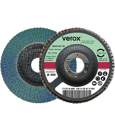 Disque a lamelles abrasives Grain emeri:ZK 60 diam 125 mm / tissu de coton