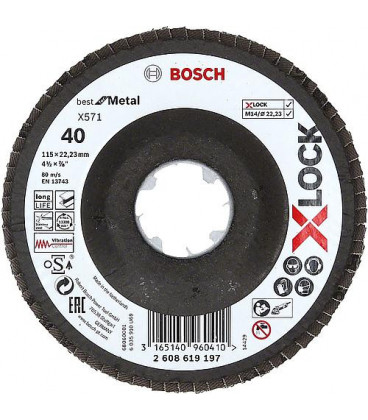 Disque a lamelles BOSCH® droite ac insert X - Lock diam. 115 mm K120