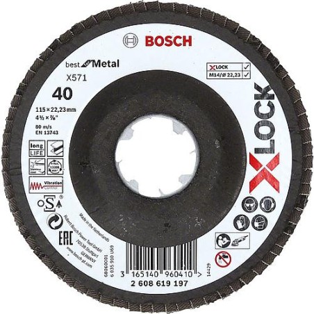 Disque a lamelles BOSCH® droite ac insert X - Lock diam. 115 mm K120