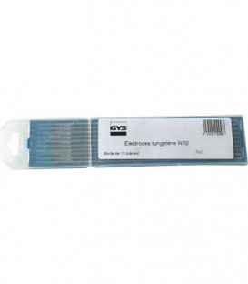 VE : 10 electrode en tungstene (bleu) acier compatible, inox, alu (AC/DC) 150mm,WR2, D : 2 CC/CA