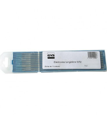 VE : 10 electrode en tungstene (bleu) acier compatible, inox, alu (AC/DC) 150mm,WR2, D : 2 CC/CA