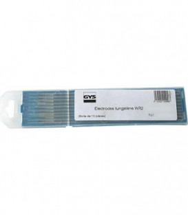 VE : 10 electrode en tungstene (bleu) acier compatible, inox, alu (AC/DC) 150mm,WR2, D : 2,4 CC/CA