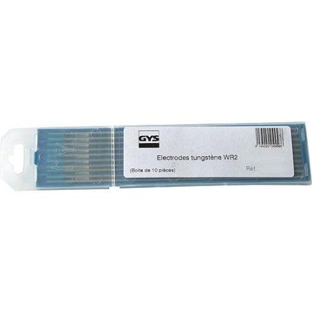 VE : 10 electrode en tungstene (bleu) acier compatible, inox, alu (AC/DC) 150mm,WR2, D : 2,4 CC/CA