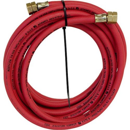 Tuyau souple Acetylene, 5m long Raccord 3/8l x R 3/8 6,0 x 3,5 mm