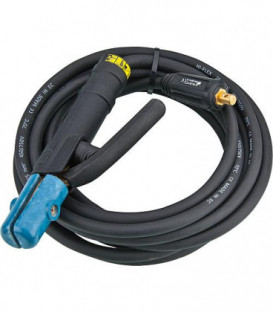 Cable soudure avec support electrode 25qmm, 5 metres, embout 9mm, 200A