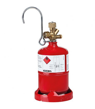 Bouteille en acier leger propane avec valve de bouteilles a gaz et pied. Petite bouteille 0,5 kg (Vide)