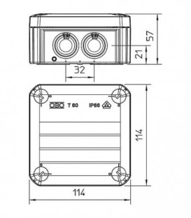 Boite de dérivation Thermoplast type T60 - 7xM25 IP66 grise - vendue par 1