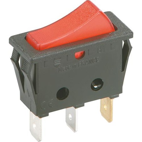 interrupteur a bascule noir avec lampe de controle rouge 30x11mm 1 pole