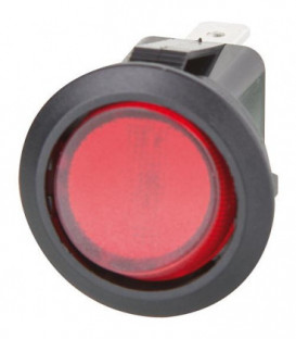Interrupteur a bascule 6,5 A 1 pole, noir/rouge éclairé dimensions 20 mm de diametre