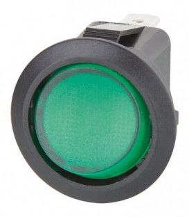 Interrupteur a bascule 6,5A, 1 pole, noir/vert, éclairé dimensions 20 mm