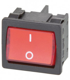 Interrupteur a bascule 10(4) A 2 poles, noir/rouge dimensions 22x19 mm