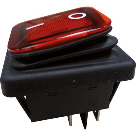 Interrupteur a bascule encastre IP65, noir/rouge 1 piece