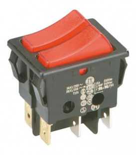 interrupteur a bascule avec lampe de controle rouge 30x22mm 2x1 pole