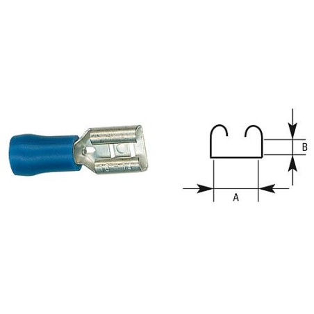Manchon connecteur plat semi-isole 2,5 mm², 6,3 x 0,8 mm couleur bleu, emballage  :  100 pcs